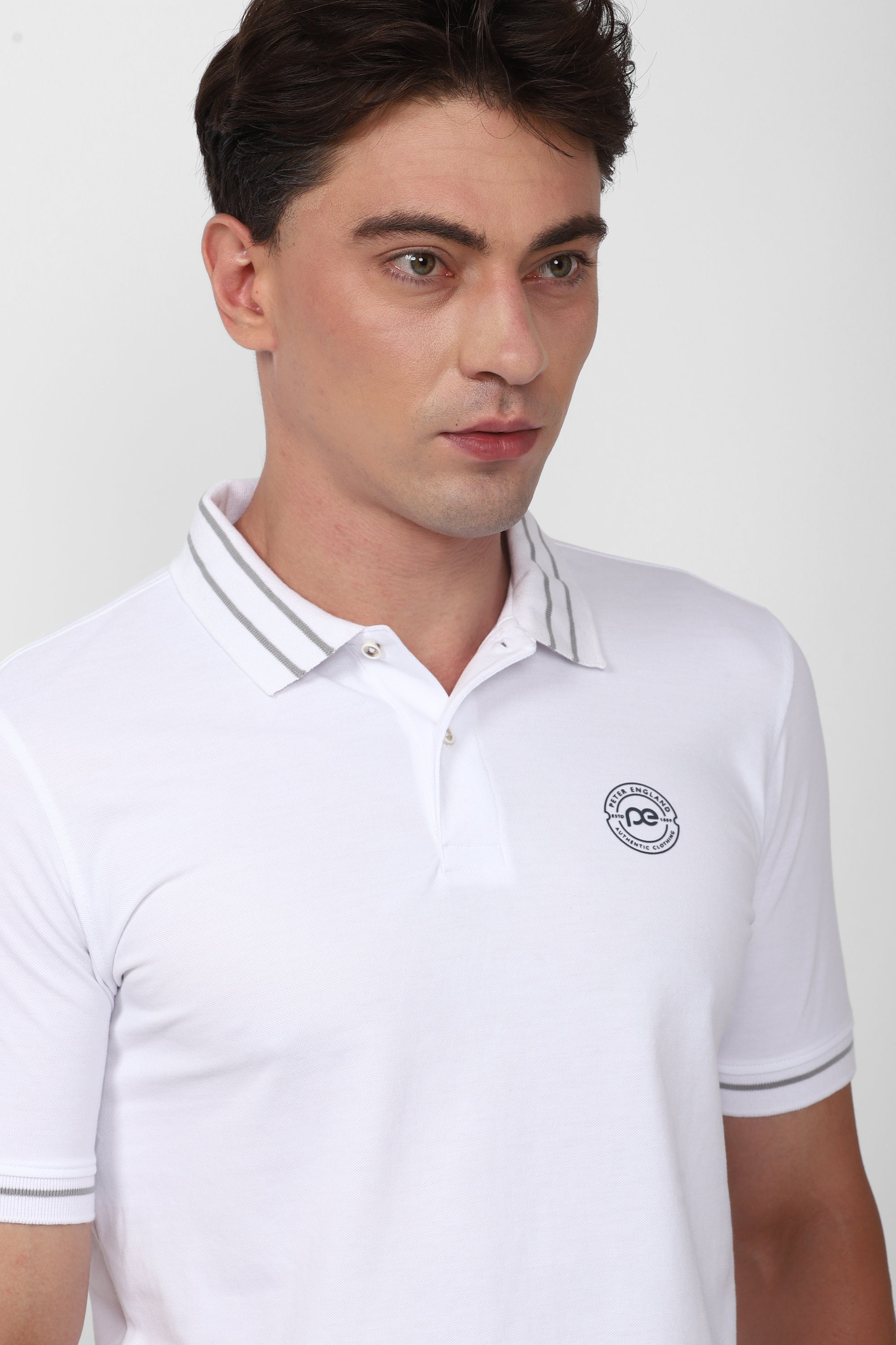 Men's White Casual Half Sleeves Polo Tshirt