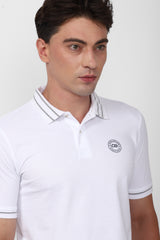 Men's White Casual Half Sleeves Polo Tshirt