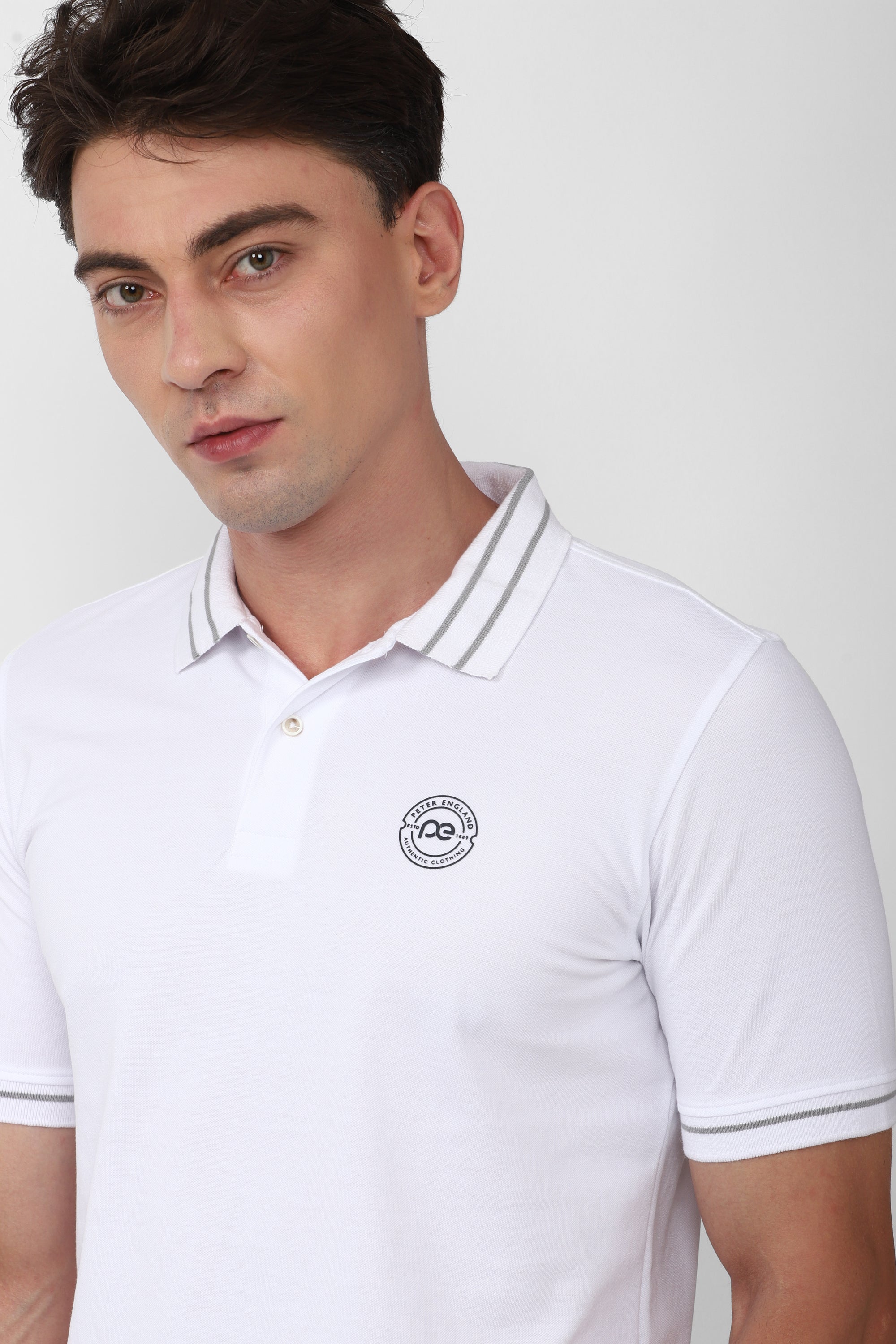 Men's White Casual Half Sleeves Polo Tshirt