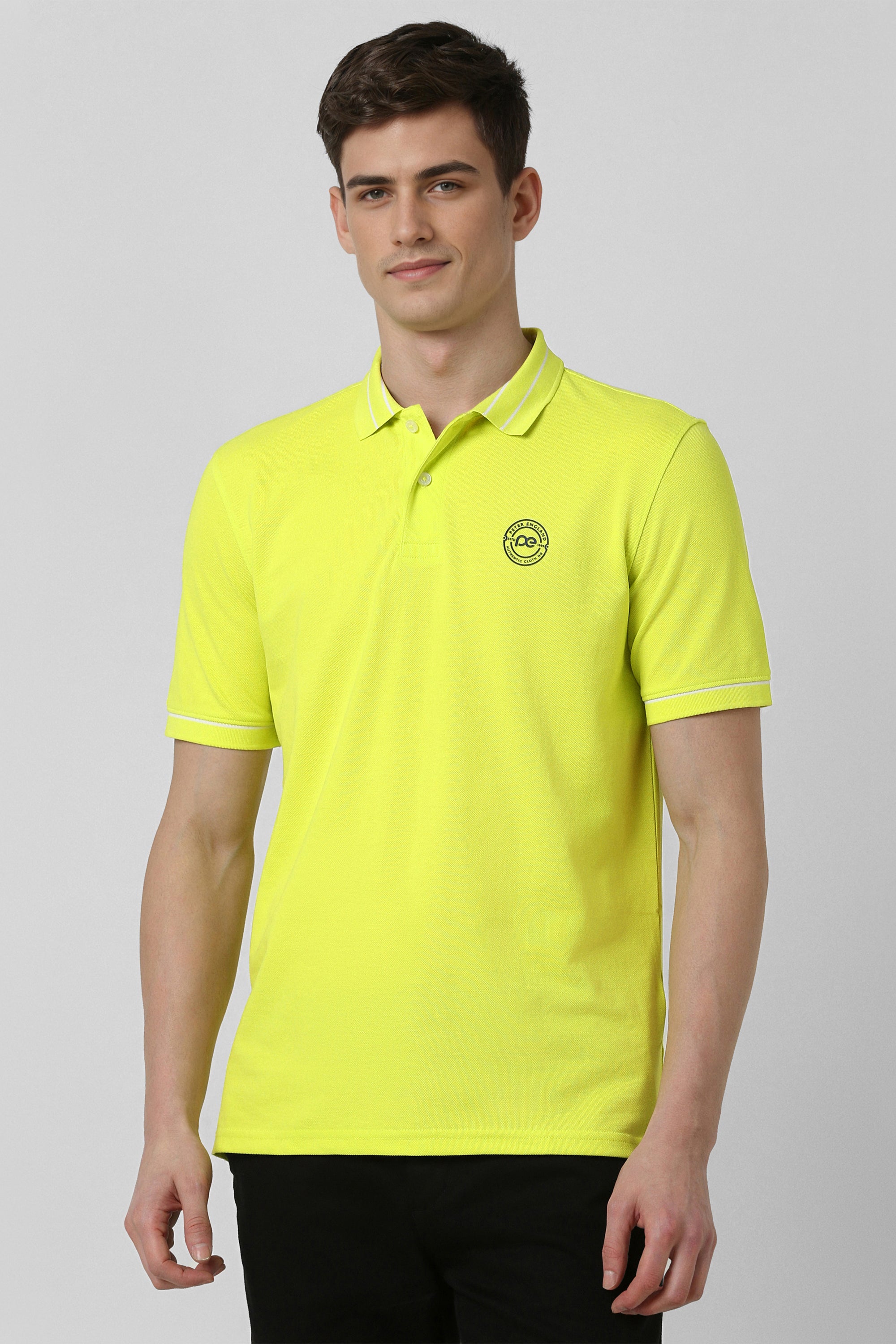 Men's Yellow Casual Half Sleeves Polo Tshirt