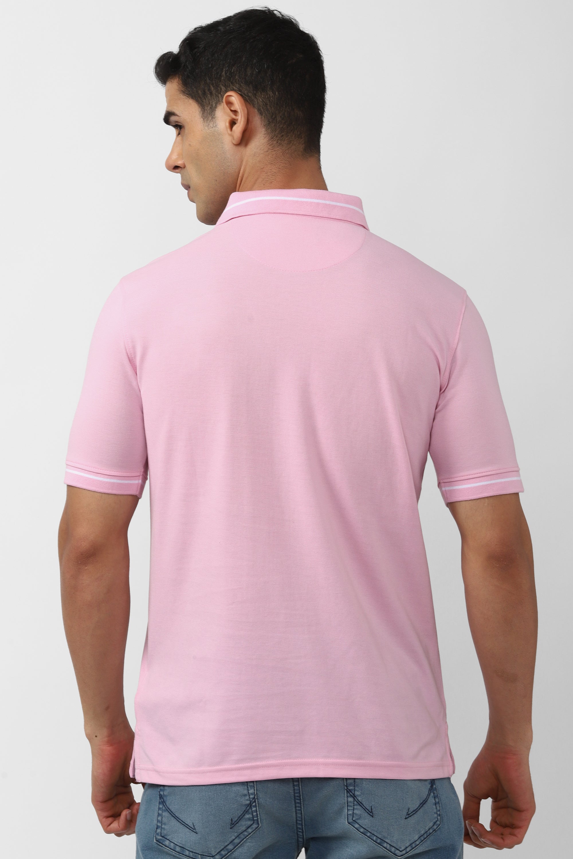 Men's Pink Casual Half Sleeves Polo Tshirt