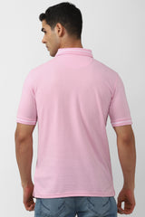 Men's Pink Casual Half Sleeves Polo Tshirt