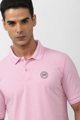 Men's Pink Casual Half Sleeves Polo Tshirt