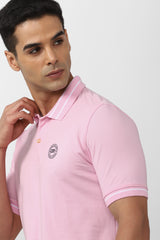 Men's Pink Casual Half Sleeves Polo Tshirt