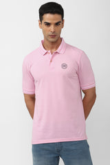 Men's Pink Casual Half Sleeves Polo Tshirt
