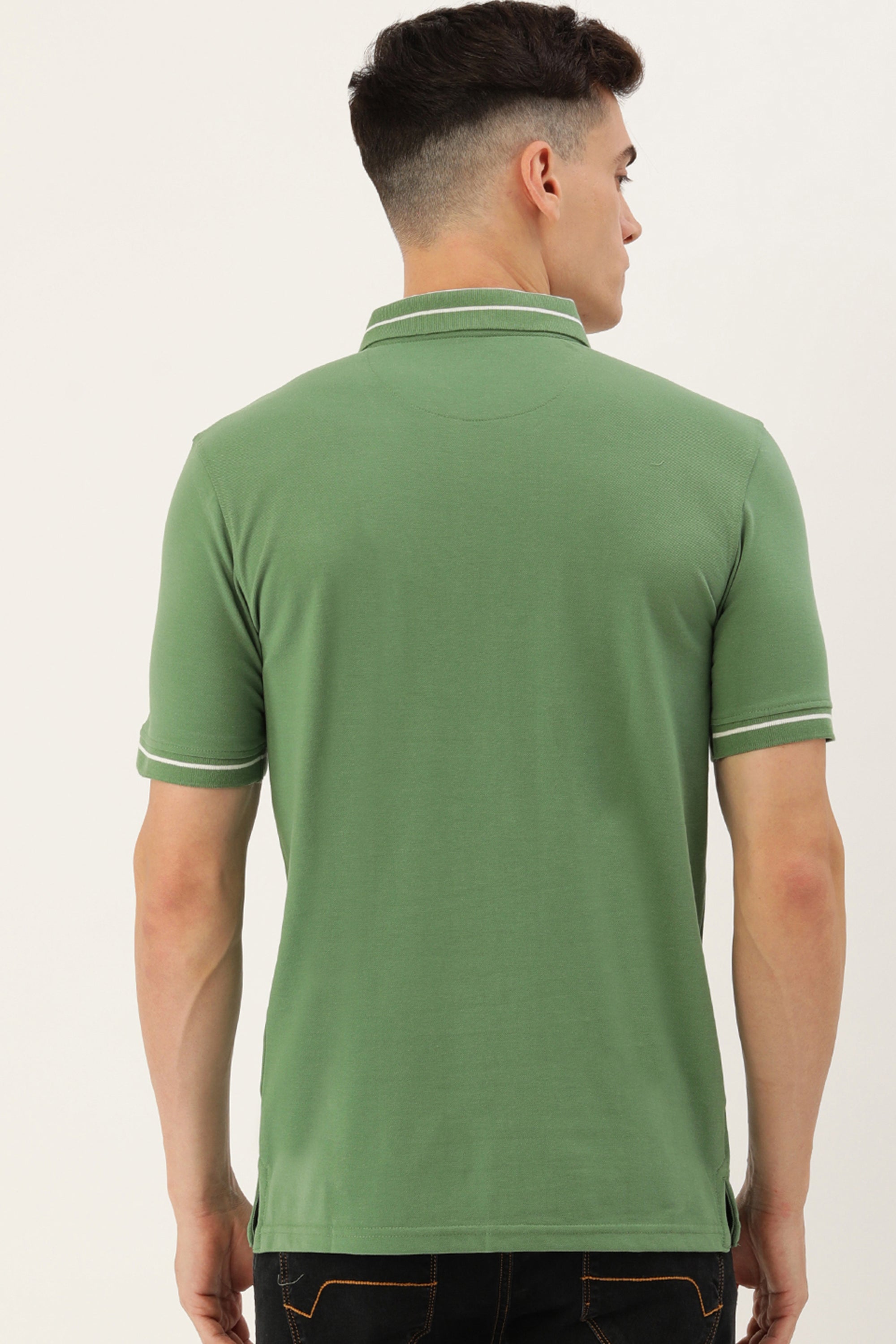 Men's Green Casual Half Sleeves Polo Tshirt