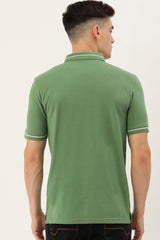Men's Green Casual Half Sleeves Polo Tshirt