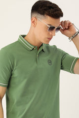 Men's Green Casual Half Sleeves Polo Tshirt