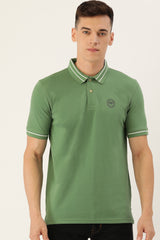Men's Green Casual Half Sleeves Polo Tshirt
