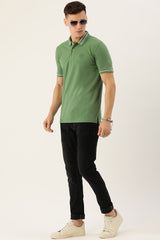 Men's Green Casual Half Sleeves Polo Tshirt