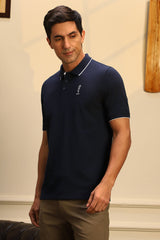 Men's Navy Casual Half Sleeves Polo Tshirt