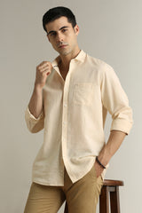 Men's Beige Casual Full Sleeves Shirt