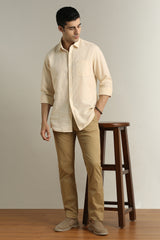 Men's Beige Casual Full Sleeves Shirt