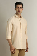 Men's Beige Casual Full Sleeves Shirt