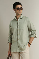 Men's Green Casual Full Sleeves Shirt