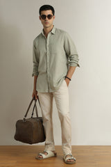 Men's Green Casual Full Sleeves Shirt