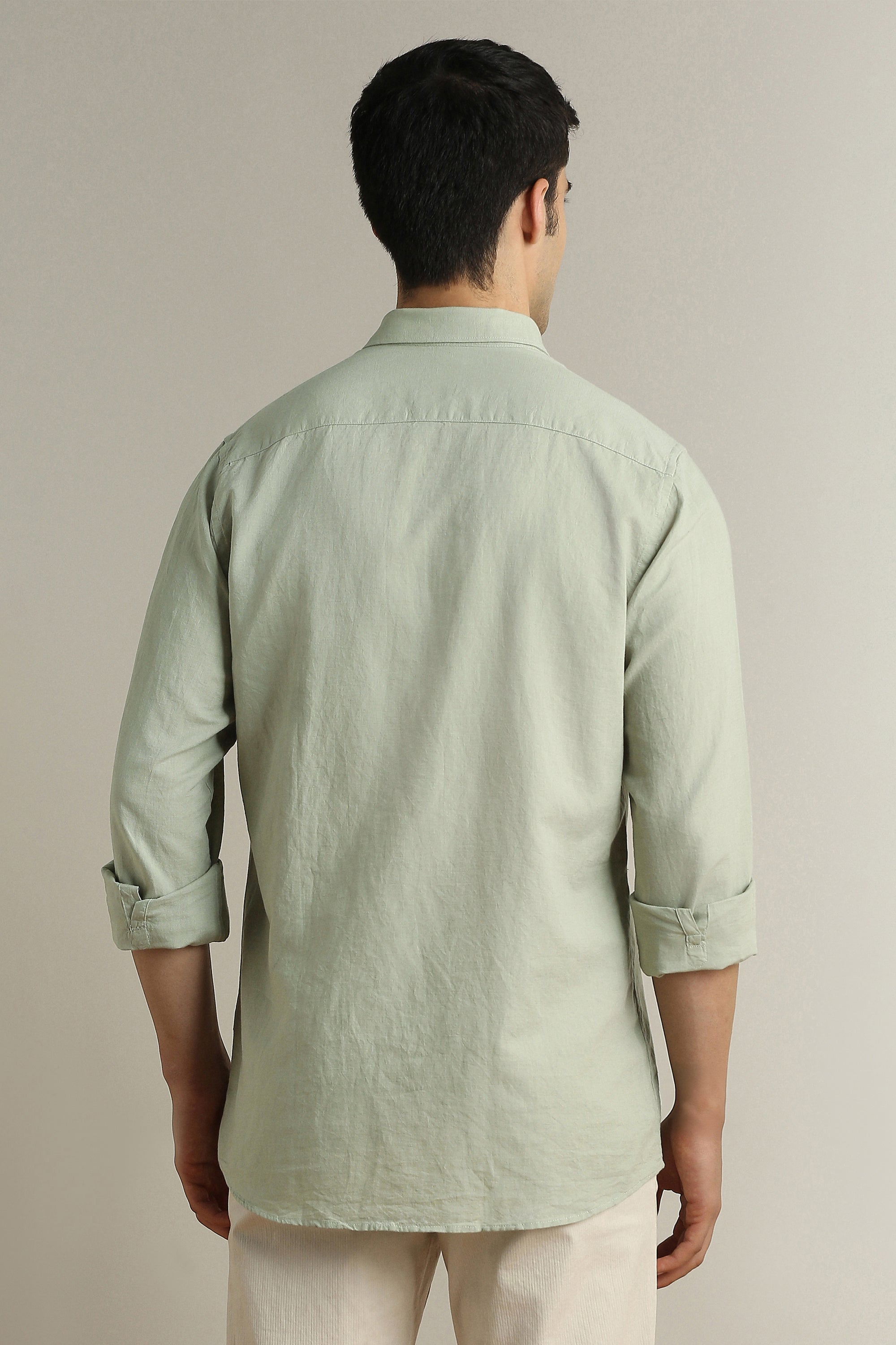Men's Green Casual Full Sleeves Shirt