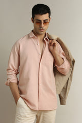 Men's Peach Casual Full Sleeves Shirt