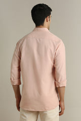 Men's Peach Casual Full Sleeves Shirt