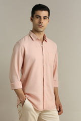 Men's Peach Casual Full Sleeves Shirt