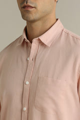 Men's Peach Casual Full Sleeves Shirt