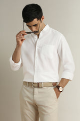 Men's White Casual Full Sleeves Shirt