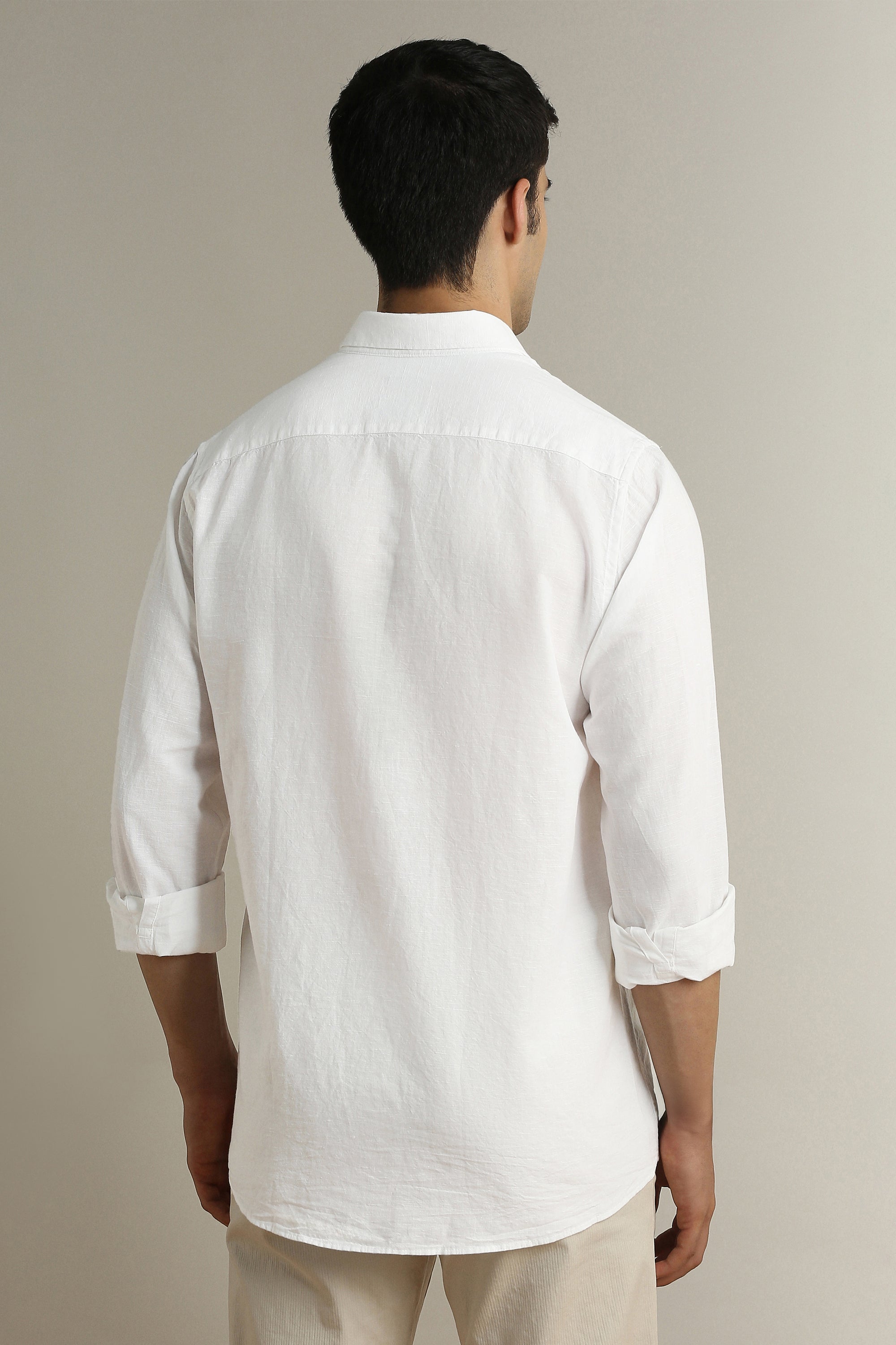 Men's White Casual Full Sleeves Shirt