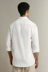 Men's White Casual Full Sleeves Shirt