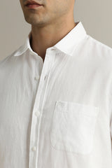 Men's White Casual Full Sleeves Shirt