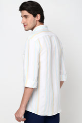 Men's White Casual Full Sleeves Shirt