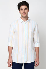 Men's White Casual Full Sleeves Shirt