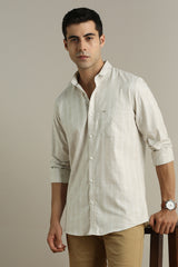 Men's Khaki Casual Full Sleeves Shirt