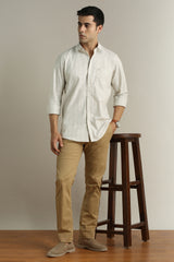 Men's Khaki Casual Full Sleeves Shirt