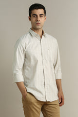 Men's Khaki Casual Full Sleeves Shirt