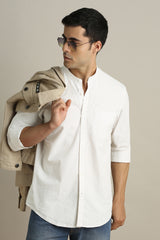 Men's Cream Casual Full Sleeves Shirt