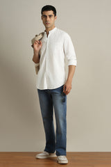 Men's Cream Casual Full Sleeves Shirt
