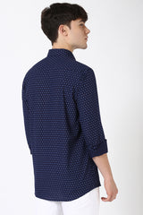 Men's Navy Casual Full Sleeves Shirt