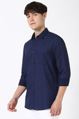 Men's Navy Casual Full Sleeves Shirt
