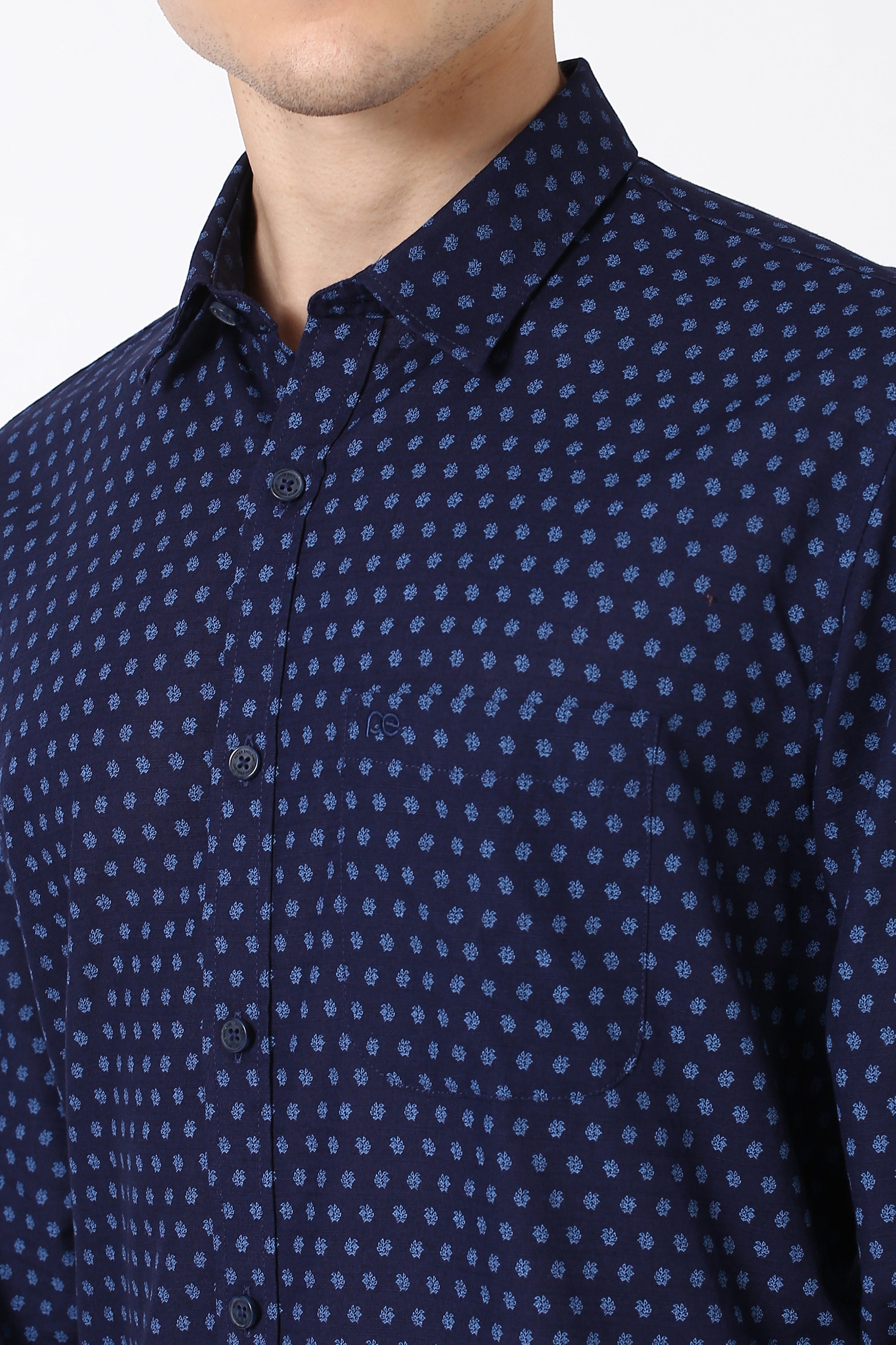 Men's Navy Casual Full Sleeves Shirt
