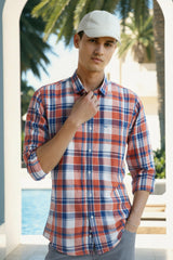 Men's Red Casual Full Sleeves Shirt