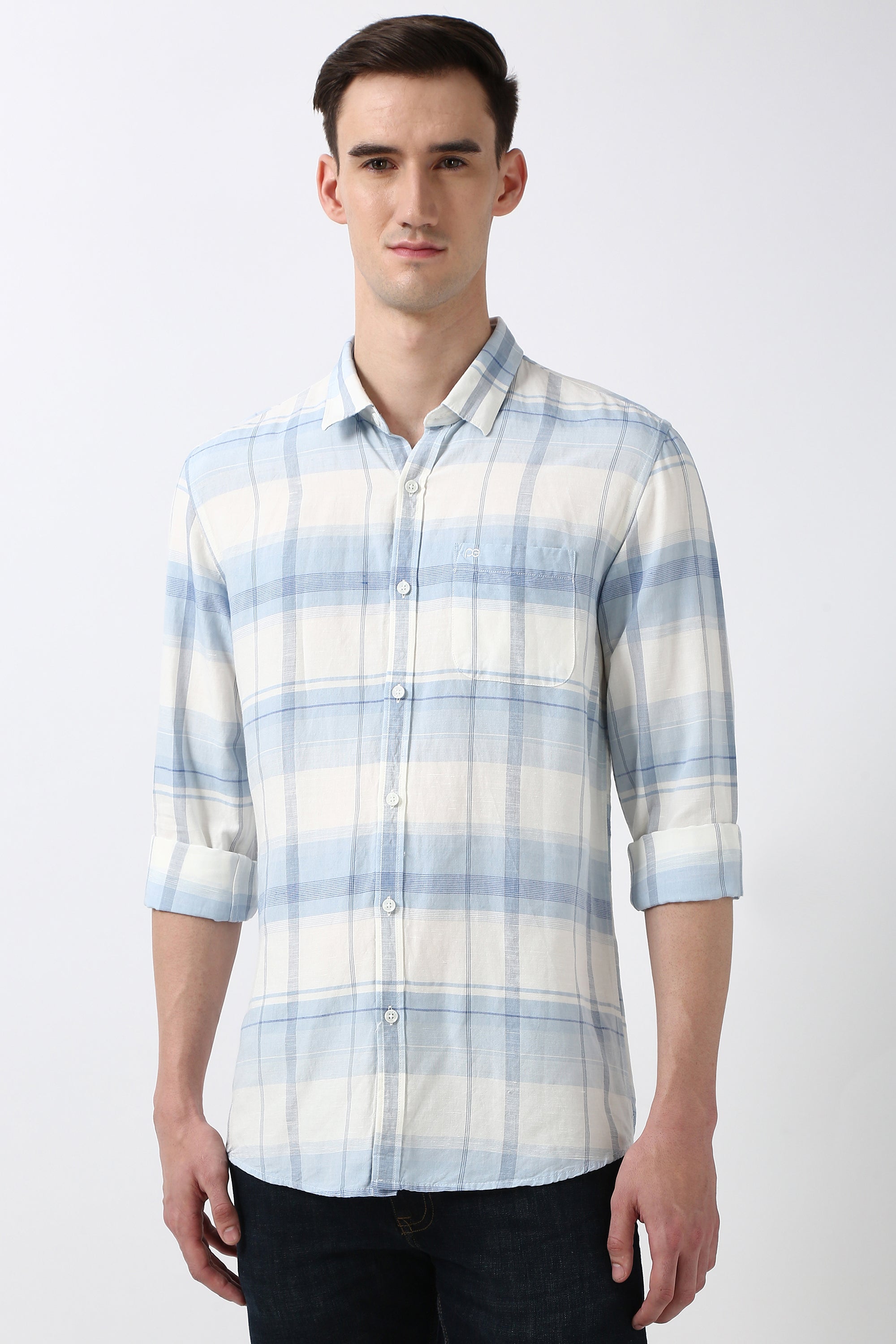 Men's Blue Casual Full Sleeves Shirt