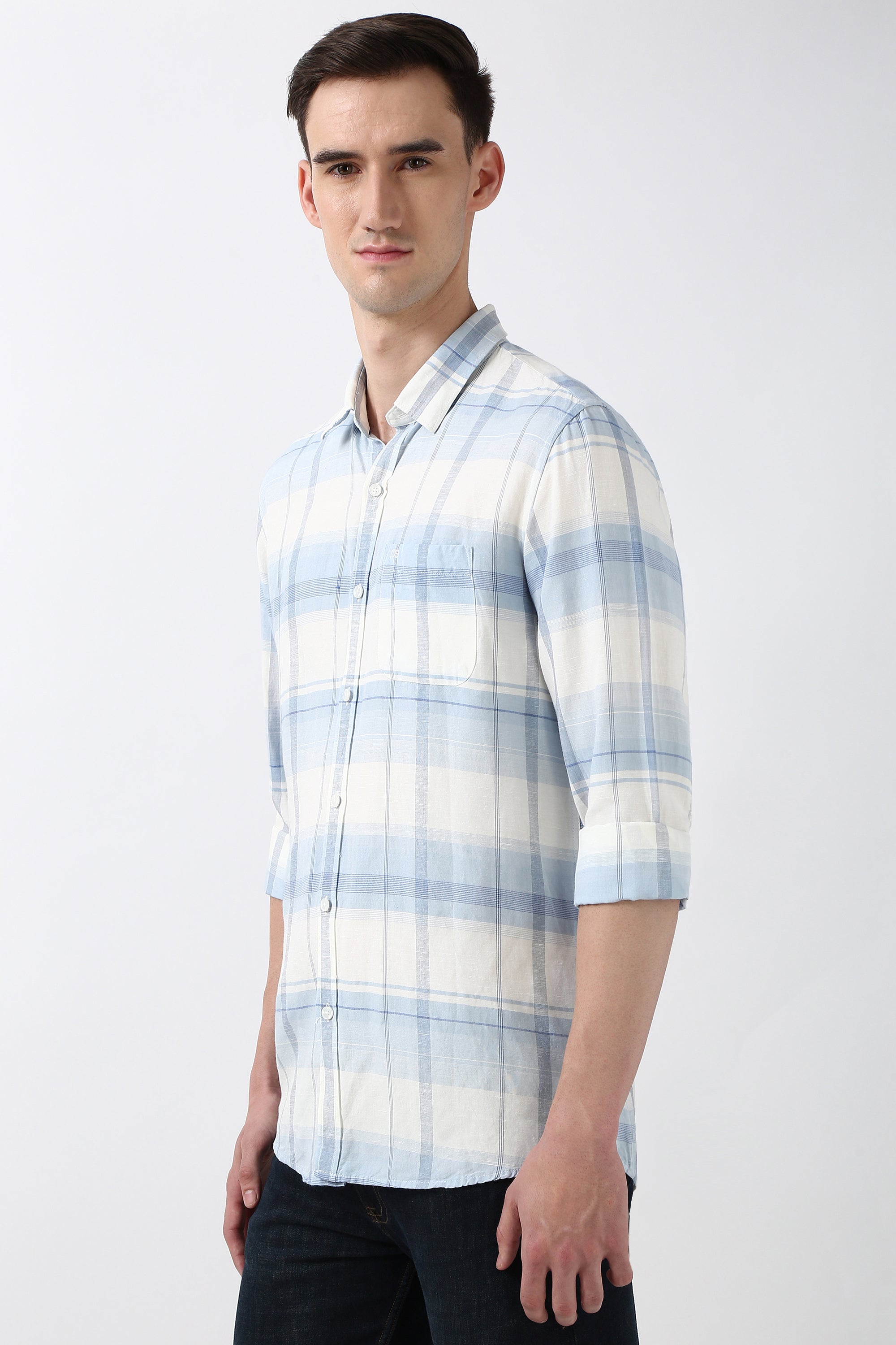 Men's Blue Casual Full Sleeves Shirt