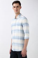 Men's Blue Casual Full Sleeves Shirt