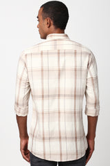 Men's Khaki Casual Full Sleeves Shirt