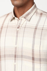 Men's Khaki Casual Full Sleeves Shirt