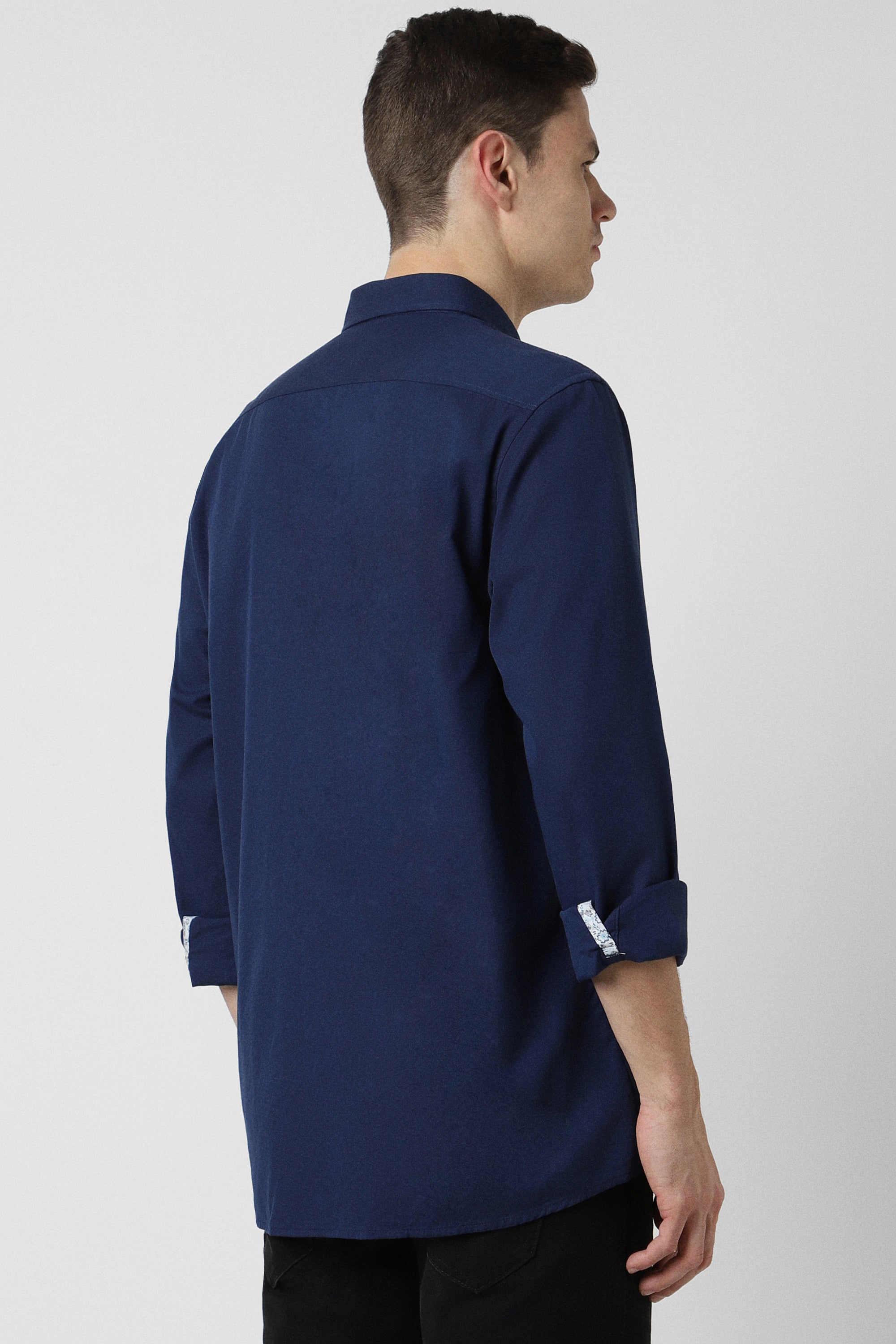 Men's Navy Casual Full Sleeves Shirt