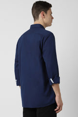 Men's Navy Casual Full Sleeves Shirt