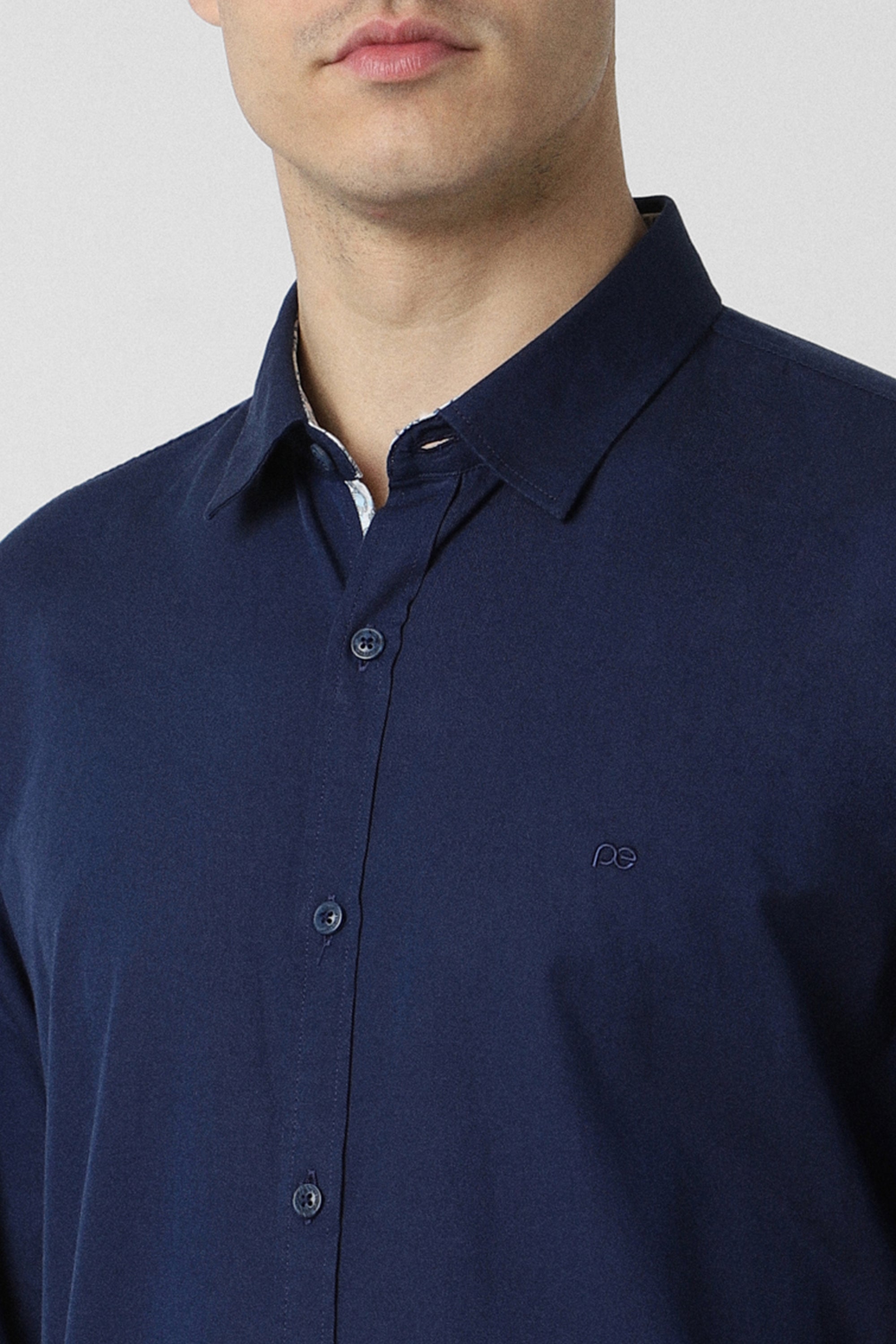 Men's Navy Casual Full Sleeves Shirt