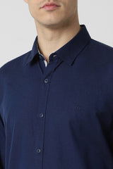 Men's Navy Casual Full Sleeves Shirt