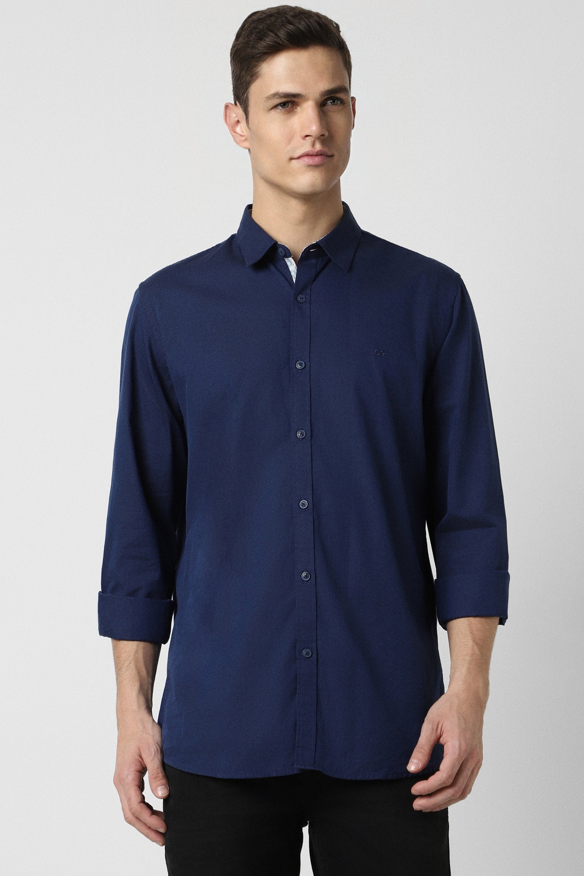 Men's Navy Casual Full Sleeves Shirt